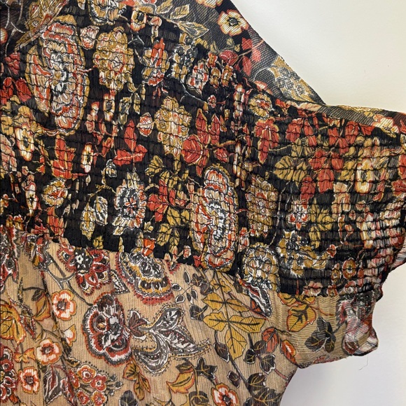 Zara Basic Sheer Floral Blouse with Tie detail in back/ Size small - Picture 7 of 11